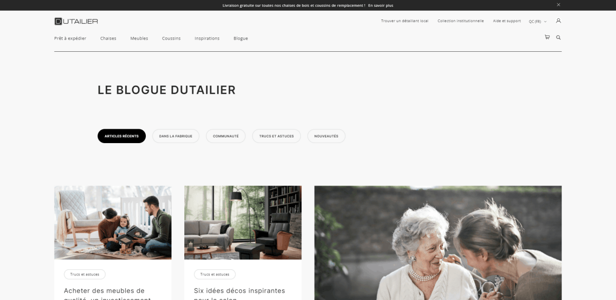 Le Blogue Dutailier, fabricant de fauteuils berçants