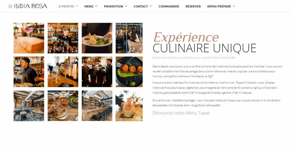 The India Rosa culinary experience